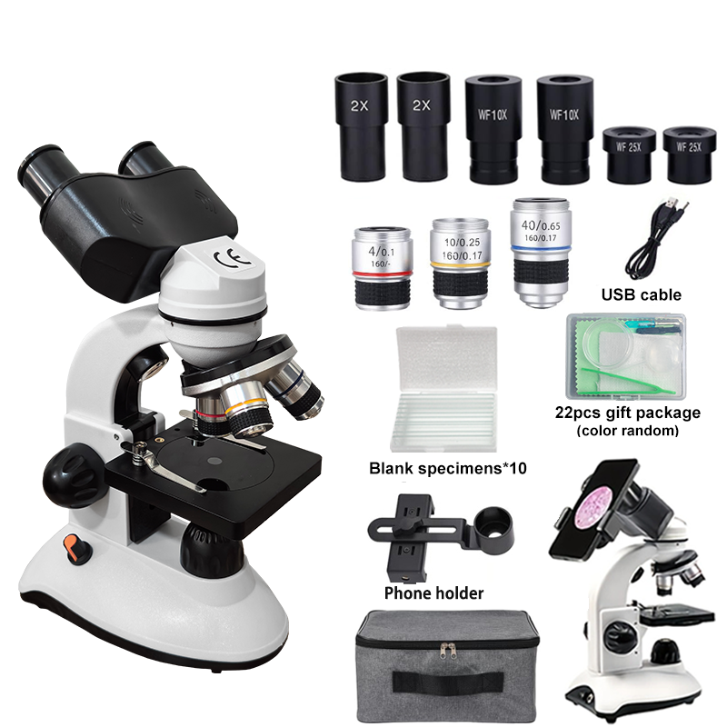 Microscope Compound 40X - Mikroskop Binokular untuk Siswa, Kit Mikroskop