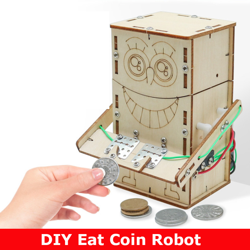 Science Robotics - Robot koin makan bertenaga listrik kayu